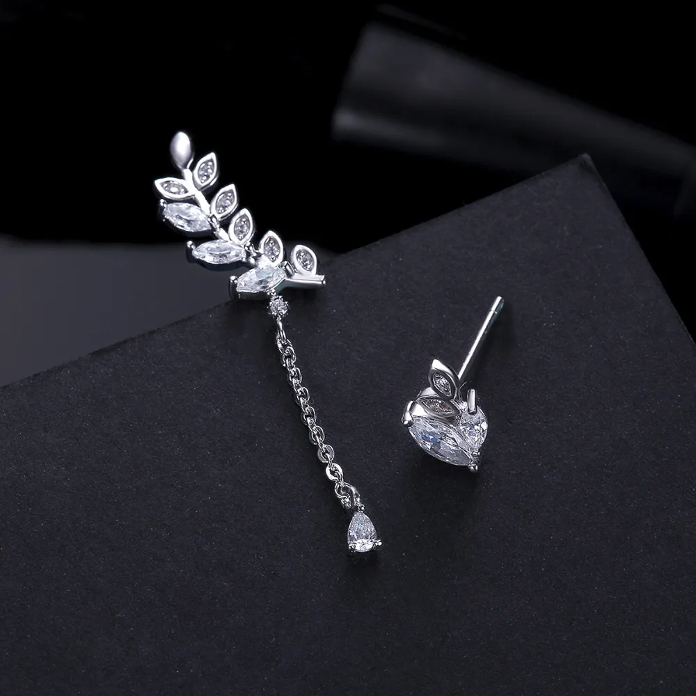 Genuine Sterling 925 Silver Earrings Dangle Leaves Ears Plug Blocked