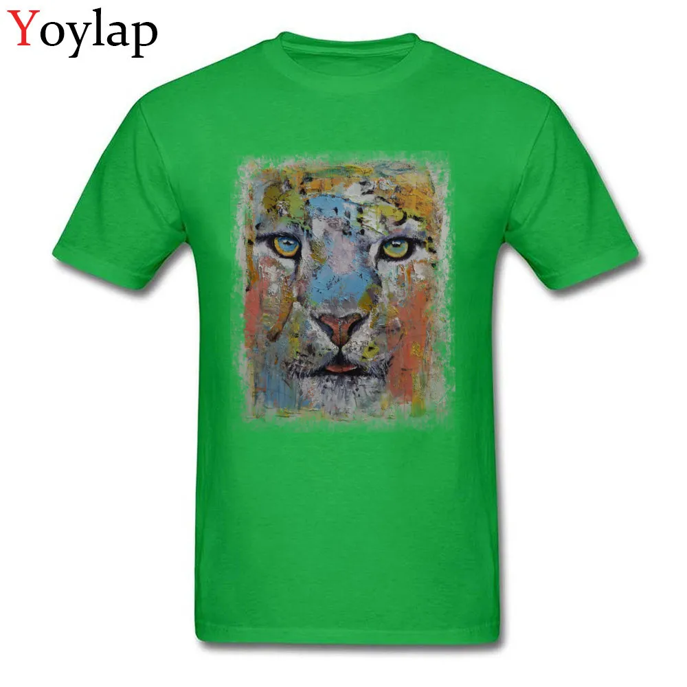 100% Cotton Tops Tees SNOW LEOPARD for Boys Design T-shirts Personalized New Coming Round Collar Short Sleeve Sweatshirts green