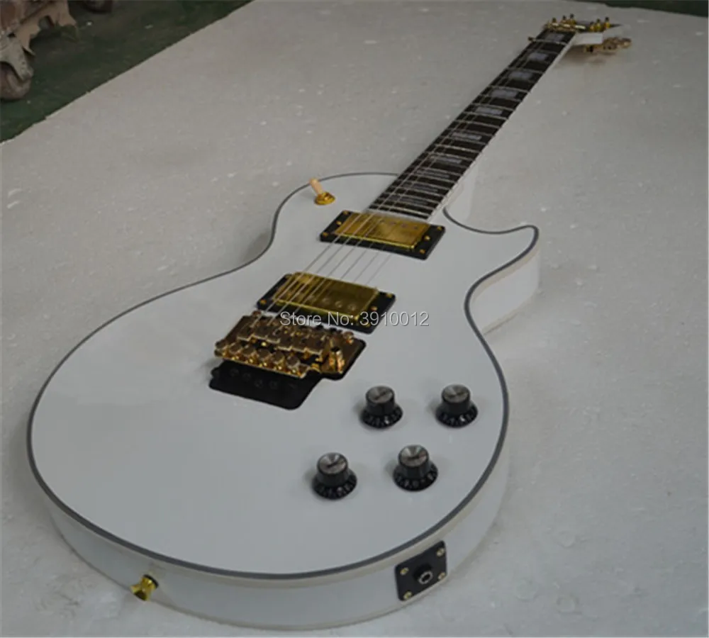 

Factory Wholesale high quality floyd rose white color Custom Electric Guitar Gold Hardware