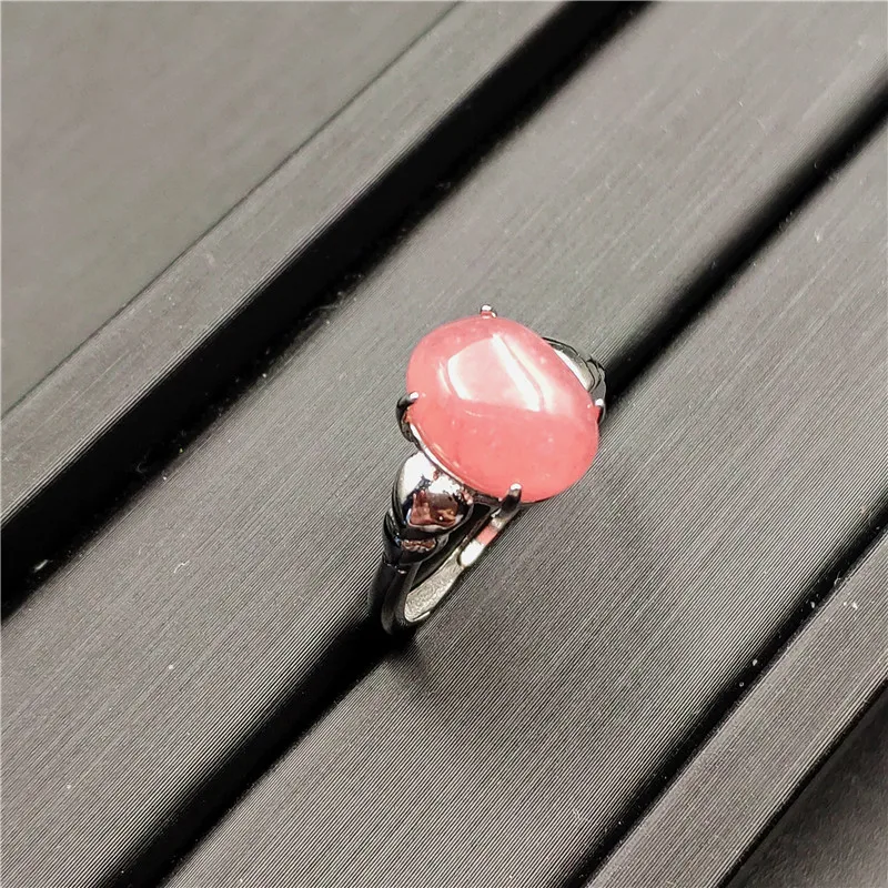 

12x9mm Natural Rhodochrosite Ring For Men Woman Pink Crystal Love Jewelry Gift 925 Sterling Silver Beads Fashion Rings AAAAA