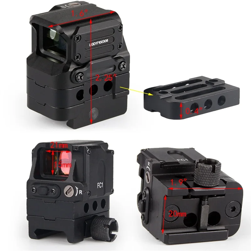 FC1 2MOA Red Dot Sight Scope Collimated Prismatic Reflex  Sight fit 20mm Rail for Hunting Airsoft RL5-0041 (14)