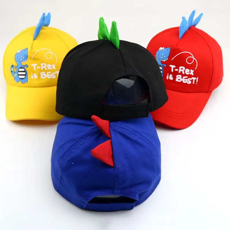 Kids Baby Summer Mesh Back Adjustable Baseball Cap Cute Cartoon Dinosaur Embroidery Tennis Hip Hop Cotton Trucker Sun Hat 2-10T