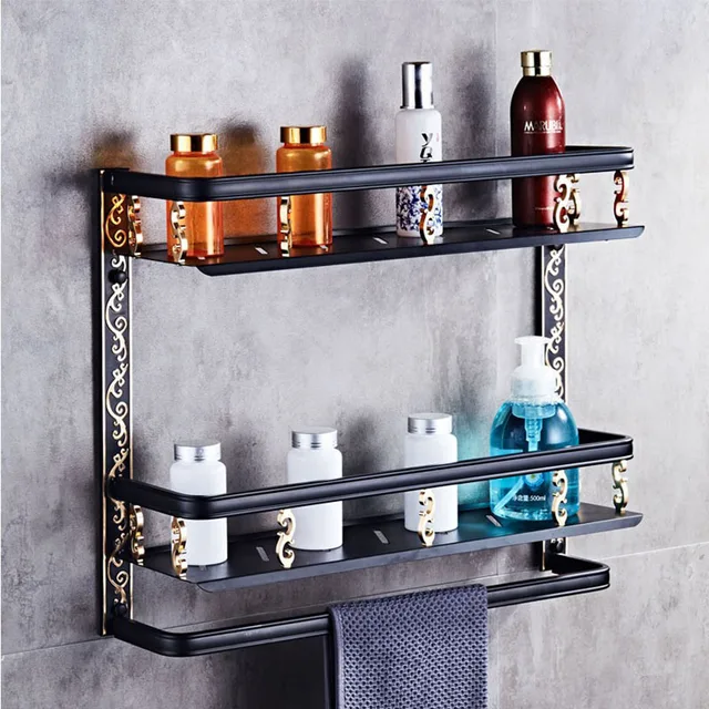Vintage Decorative Wall Shelf Bathroom Single Dual Tiers Shower Shelf