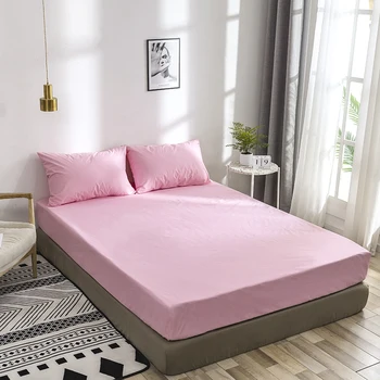 

3pcs/set Nordic Solid Color Fitted Sheet Spring Mattress Cover Bed Sheets Elastic Band Mattress Protector Single Queen