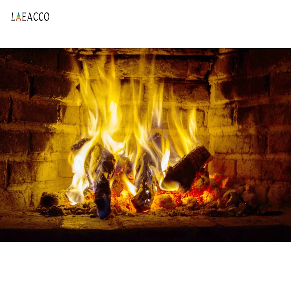 

Laeacco Photographic Backgrounds Fireplace Wood Pieces Burning Fire Flame Pattern Photography Backdrops Photocall Photo Studio