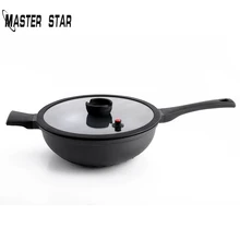 Master Star алюминий No Lampblack Woks общее использование для газовой и индукционной плиты со стеклянной вертикальной крышкой Woks
