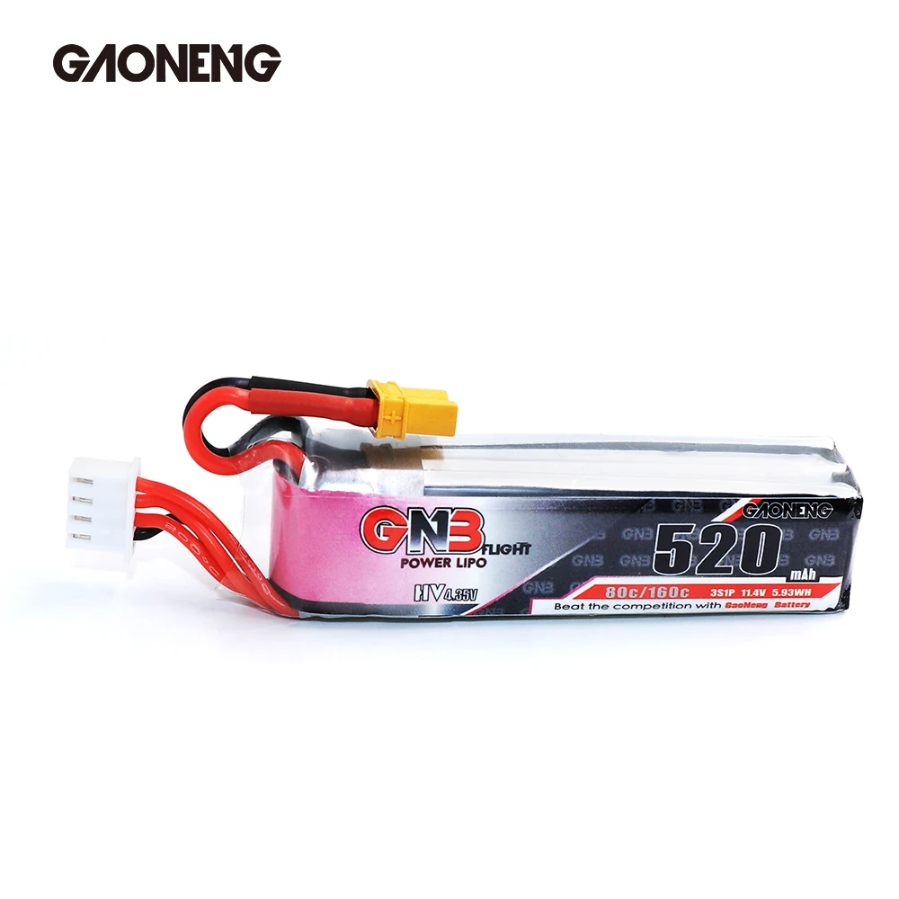 2 шт Gaoneng GNB 520mAh 3S 11,4 V 80C/160C HV Lipo батарея с разъемом XT30 для Betafpv Beta85X Whoop крытые FPV Дрон RC части