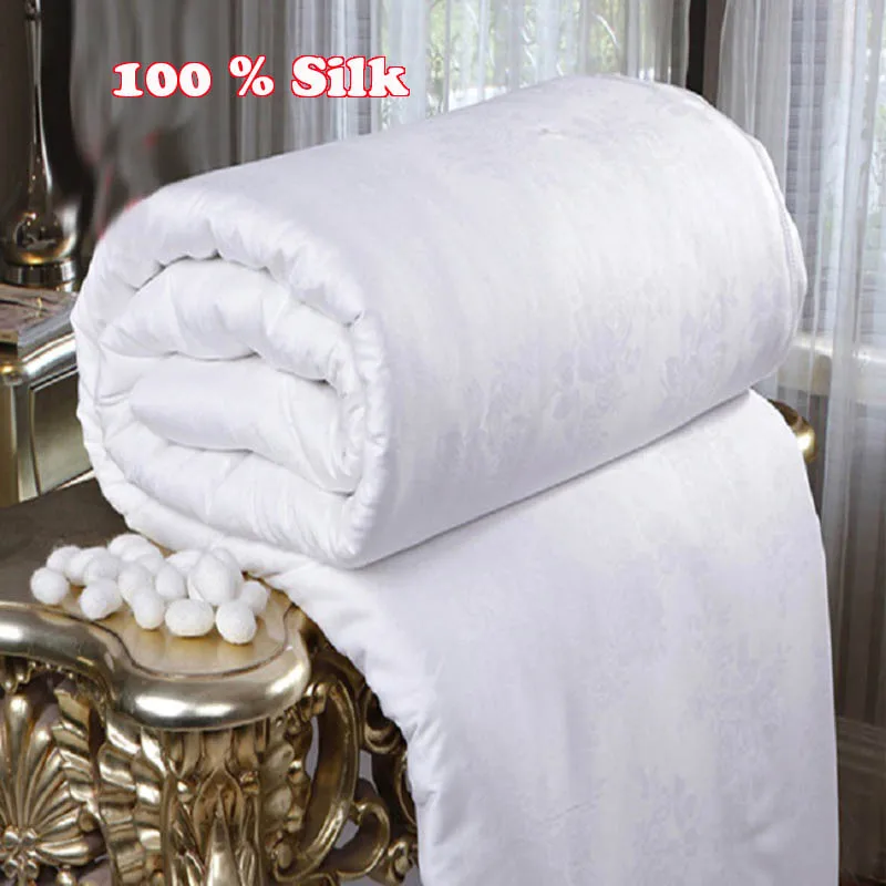 

Chpermore 100% mulberry Silk Spring Autumn Comforters/Duvets High-grade luxury Quilt Cotton Cover Bedspreads King Queen Full