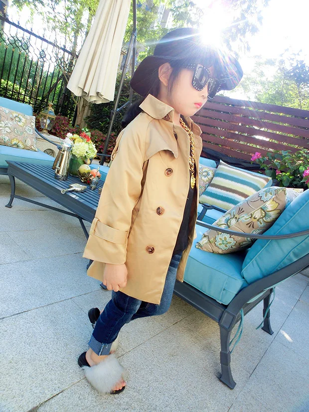 

Han edition spring autumn new baby grows in children with western style spring coat Fashion long coats jacket kids ALI342