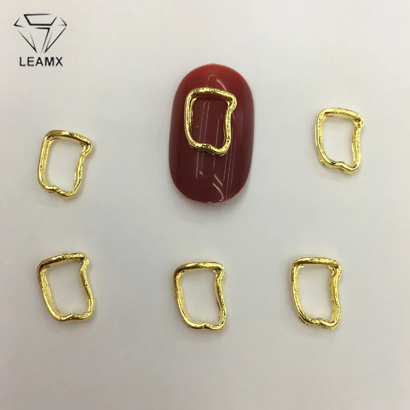 

LEAMX 10 PCS/bag Alloy Nail Art Decorations Gold 3D Geometric Frame Manicure DIY Nails Charms Tools NEW Gems Decor AccessoryL402