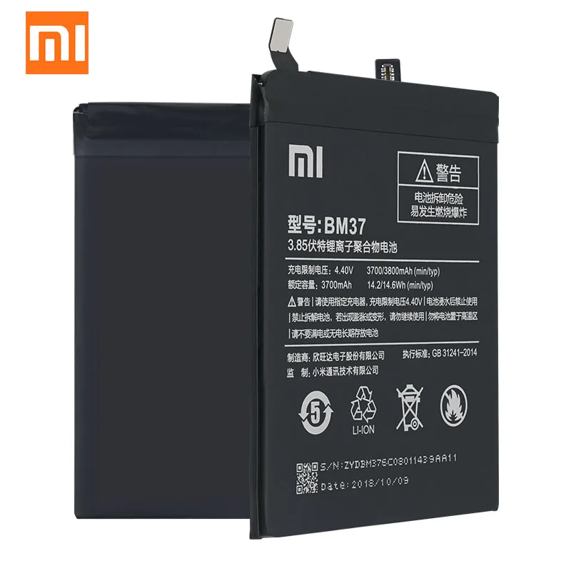 Оригинальная Xiaomi mi 5S Plus батарея BM37 3800 мАч для Xiaomi mi 5S Plus mi 5S Plus высокое качество BM37 сменная батарея для телефона