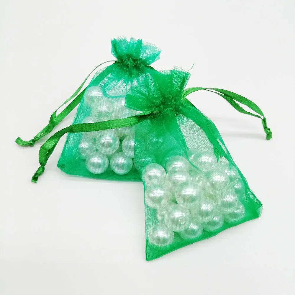 100pcs Organza Bags Grass Green Organza Gift Bags For Jewelry Packaging
