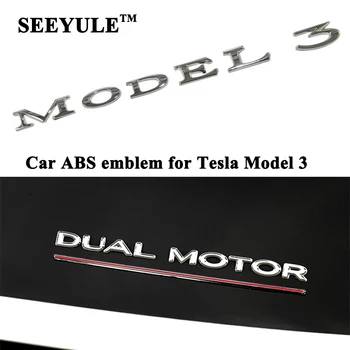 

1pc SEEYULE ABS Car Model Emblem Model 3 DUAL MOTOR Logo Modification Sticker Styling Accessories for Tesla Model 3 2018-2020
