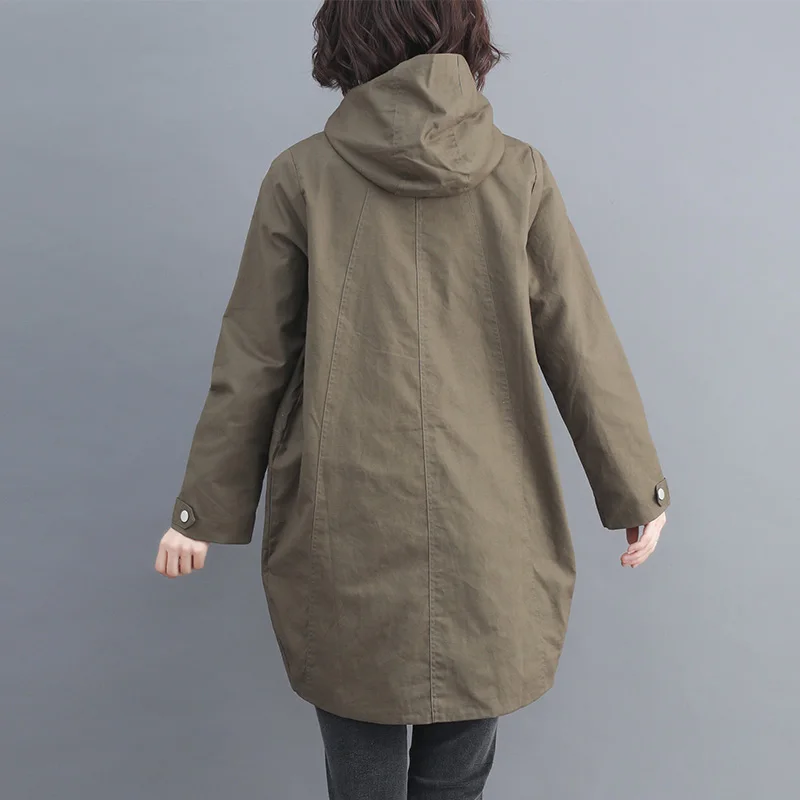 Femelle Avec Et De Grande Green Kelly Manteau Mince Coton Lâche Taille Chapeau Noir En Longue Mode army Sac 2019 BxgXwCAqn