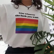 Kiss Who You Want ЛГБТ лозунг Gay lesbies Pride Tee Cut Футболка женская Унисекс Мужская Женская футболка забавная