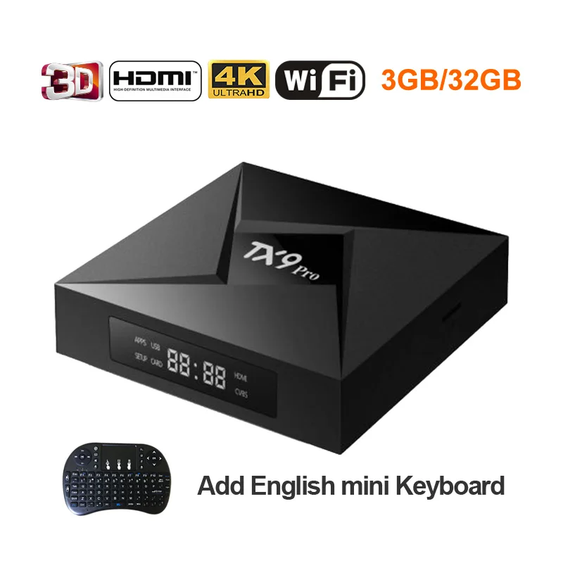

Newest TX9 Pro Android 7.1 TV Box Amlogic S912 Octa-core CPU Set-top TV Box 3GB 32G Bluetooth 4.1 1000M LAN Smart TV Box PK X92