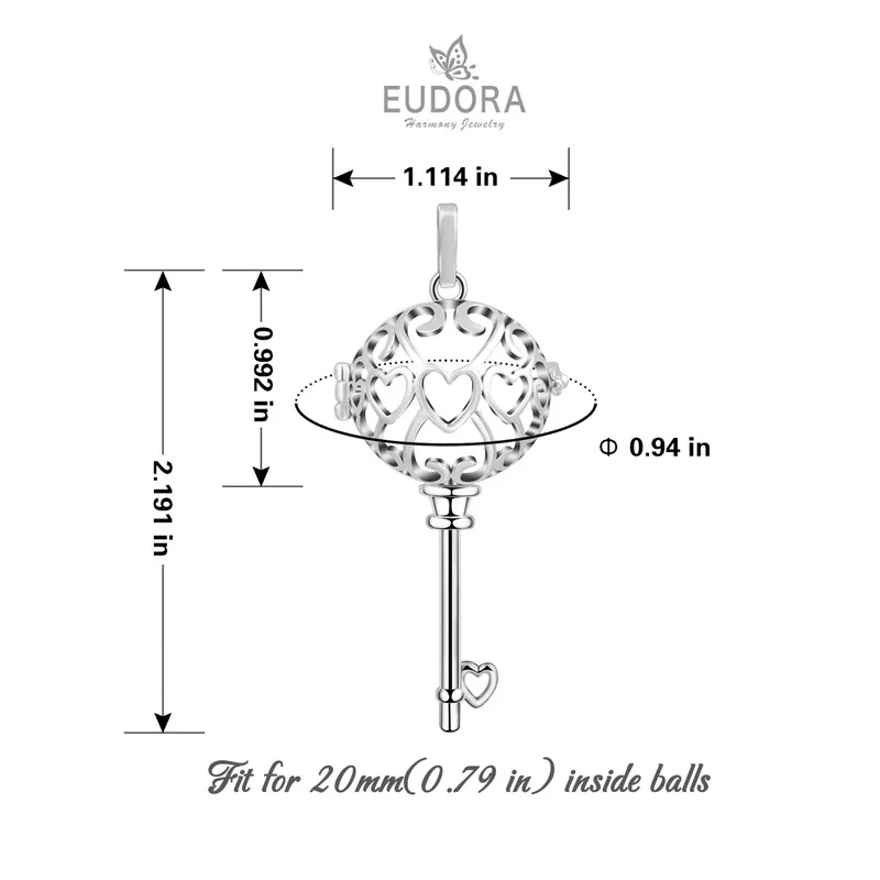 Eudora 18 мм ключ мексиканский кулон бола Ожерелье музыкальная клетка для