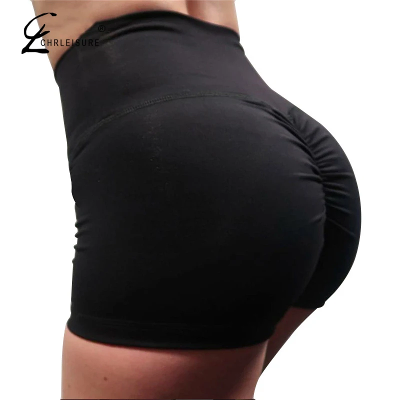 

CHRLEISURE Summer Sexy Push Up Shorts Women Fashion High Waist Workout Short Solid Color Mini Short Feminino