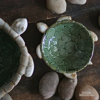 

Wholesale creative colored glaze ceramic pendant tortoise basin key candy tray / ashtray crafts