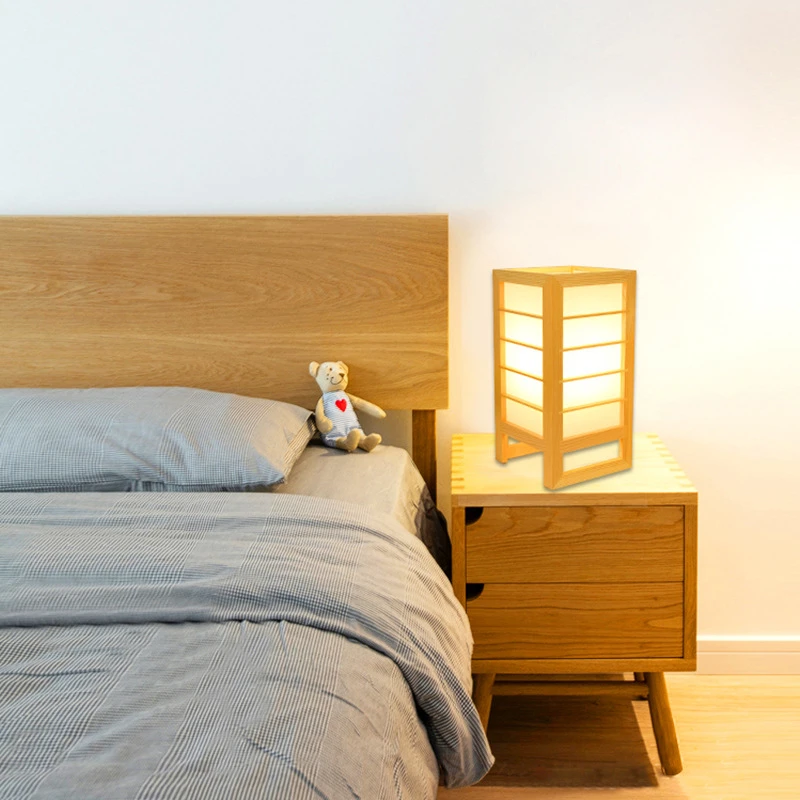 Художественная настольная лампа-деко в японском стиле, простая современная деревянная Светодиодная настольная лампа, прикроватная лампа для спальни, прикроватная лампа для дома, декор из цельного дерева, Droplight