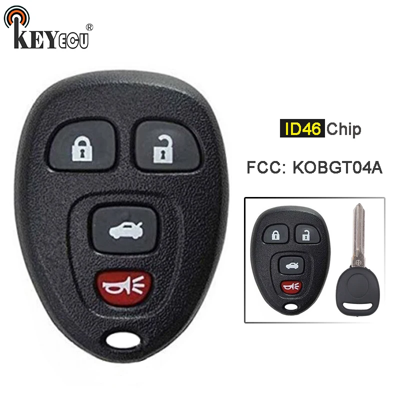 

KEYECU 1x/ 3x ID46 Chip FCC ID: KOBGT04A 3+1 4 Button Remote Key Fob for Chevrolet, for Pontiac G5, for Saturn Aura, for Buick