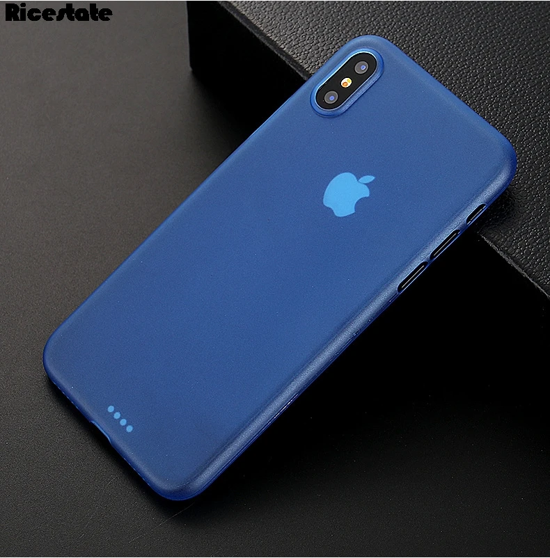 Бренд Ricestate 0,3 мм Ультратонкий чехол для iphone X R X S MAX задняя крышка для iphone X XR XS MAX матовый прозрачный чехол - Цвет: Синий