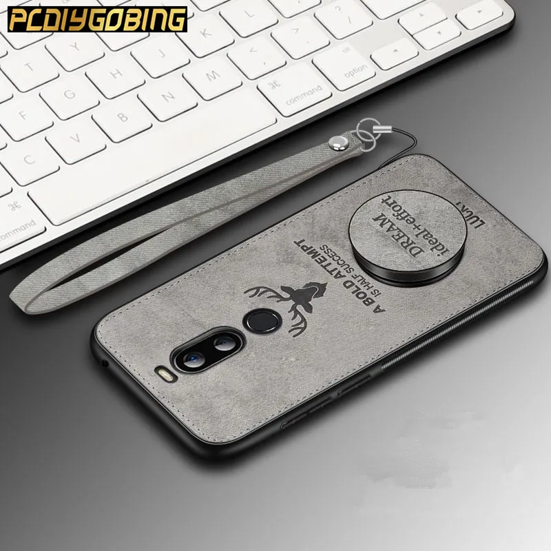

PDGB 3D Cartoon Elk Pattern Cover Rugged TPU Protective Case for Meizu Note 8 X8 M8 V8 Pro Original Lanyard+Extensible Holder