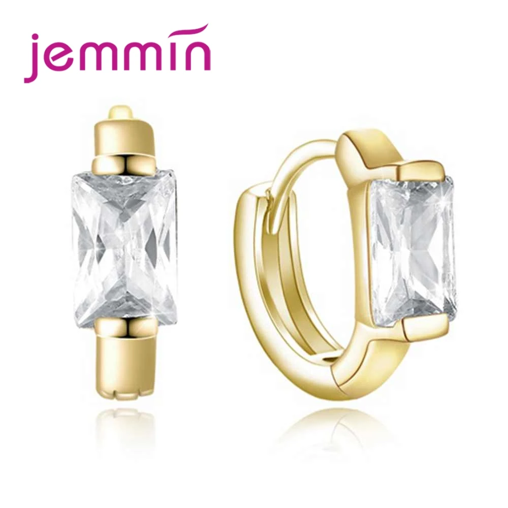 

JEMMIN New Trendy Charming Gold Color Hoop Earrings Unique Design Big Promotion Clear Cubic Zirconia High Quality Hot Sale