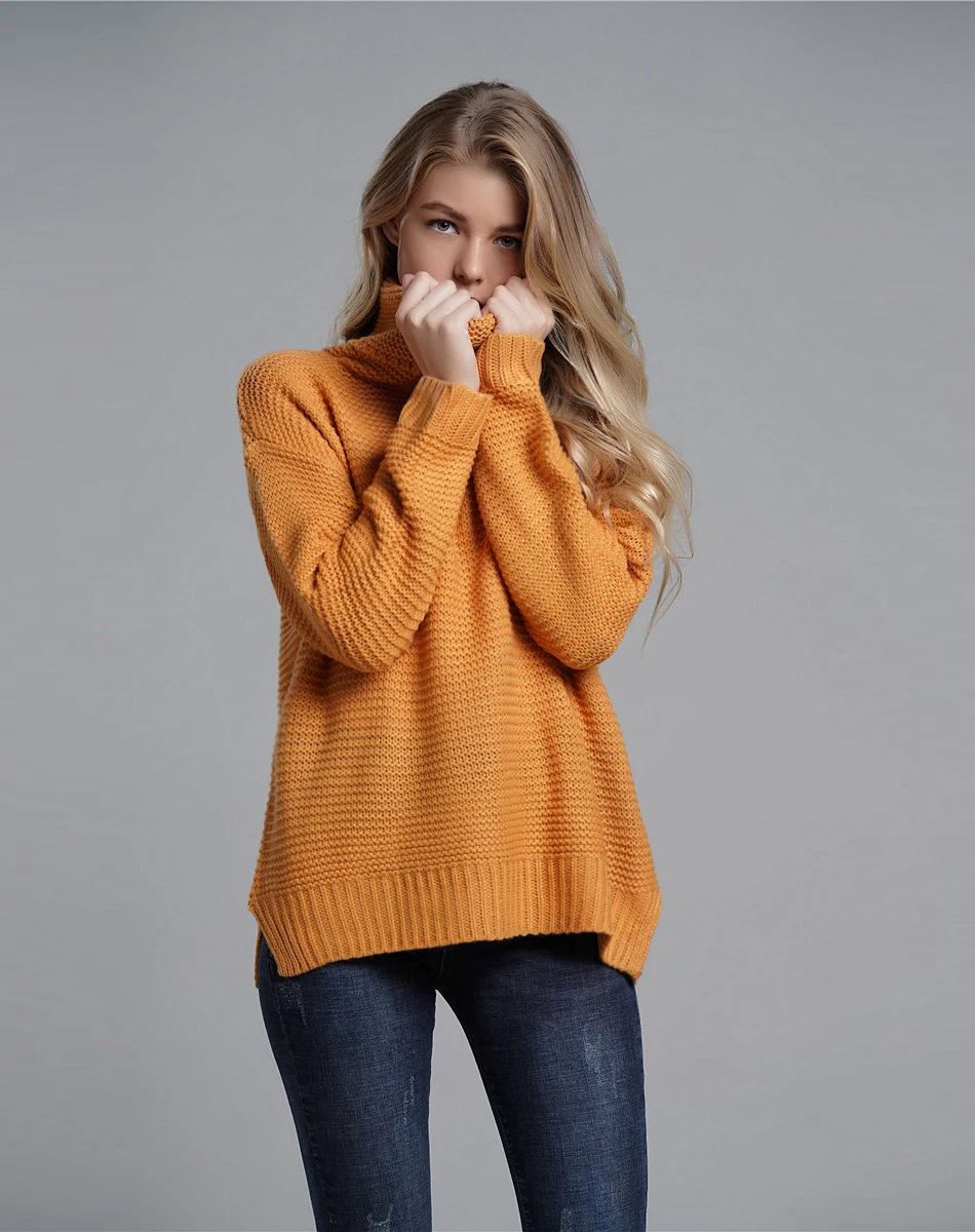 FREE SHIPPING Pullover Women's Jumper Turtleneck Red Sweater Jumper Warm Christmas Sweater thick Winter Cable Knitted Oversized Sweater JKP2321