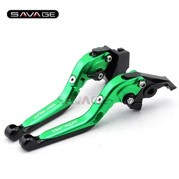 

For KAWASAKI KLE 650 Versys 2009-2013 10 11 12 Green Motorcycle Adjustable Folding Extendable Brake Clutch Lever Logo Versys