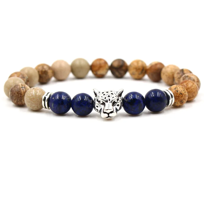 Браслет с головой животного каменные браслеты для женщин Pulseira Masculina мужские