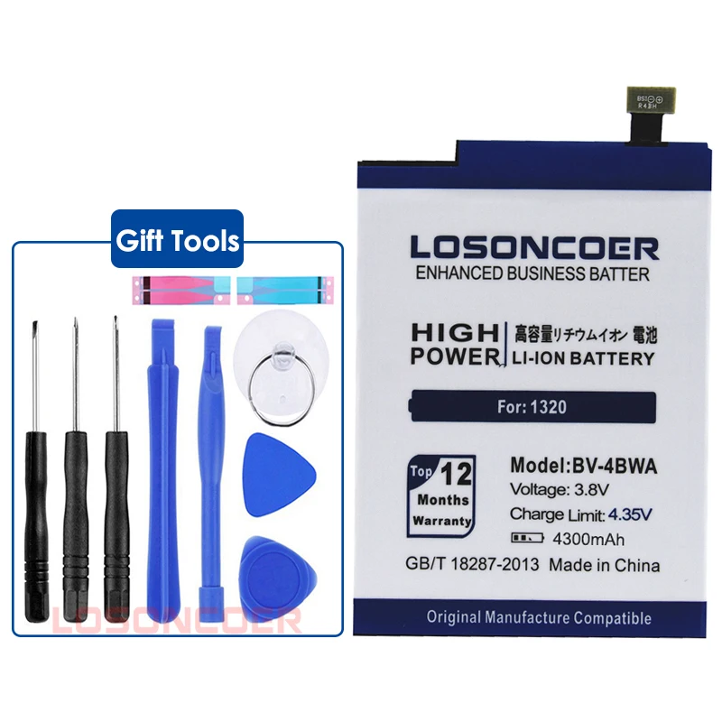 LOSONCOER 4300mAh BV 4BWA/BV 4BWA/BV4BWA 3.8VDC батареи для мобильных телефонов литий полимерный