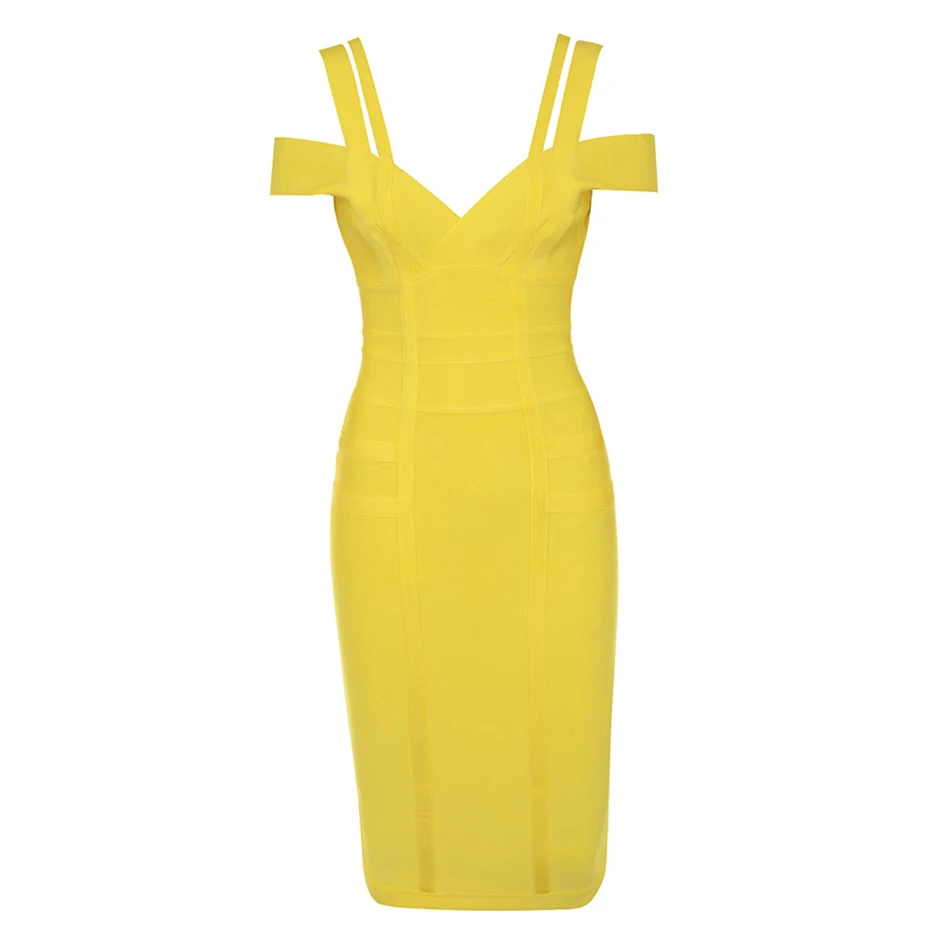 Новые высококачественные новые продукты горячие женские Бандажное платье летние Желтые без бретелек Сексуальное желтое повязное платье