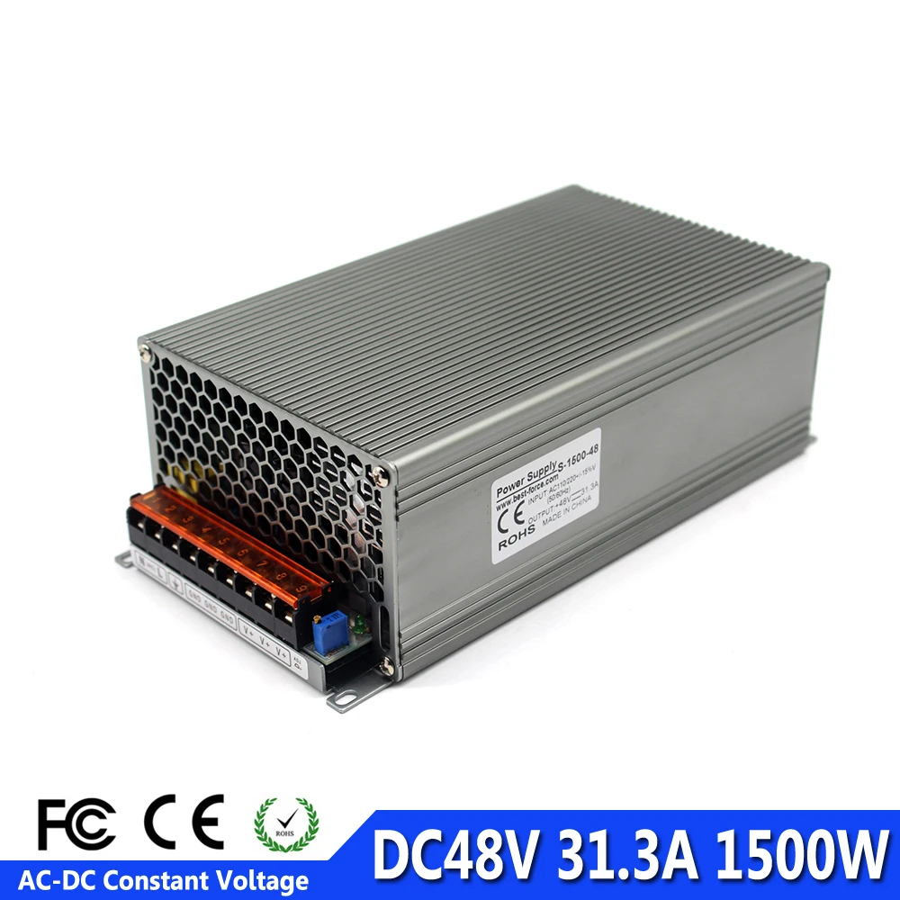 

Best quality 48V 31.3A 1500W Switching Power Supply Driver AC110V 220V Input to DC48V SMPS for CNC Router Machinery Stepper CCTV
