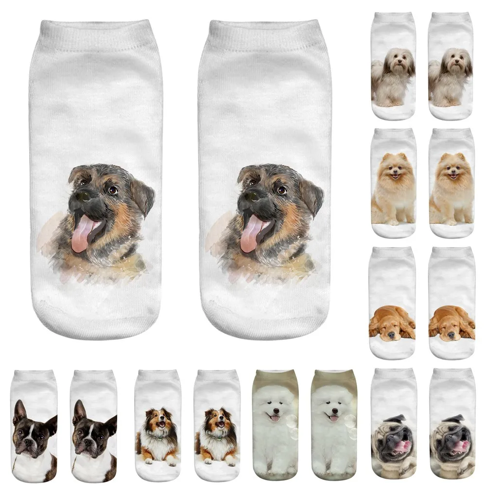 Модные женские туфли для мужчин носки для девочек милые повседневные деловые носки 3D Собака печати Средний спортивные носки забавные Kawail Skarpetki Calcetines Mujer@ C