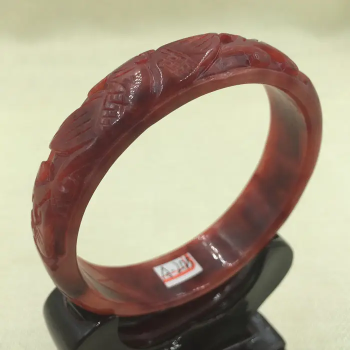 

A-2125 Chinese Beautiful Hand-carved Red Jadeite Jade Gems Bangle Bracelet 65mm 28% 10.13