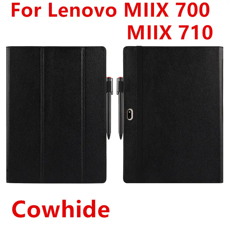 

Case Cowhide For Lenovo Ideapad Miix 700 Genuine Protective Smart cover Leather Tablet For MIIX4 Pro miix 710 Protector 12"Cover