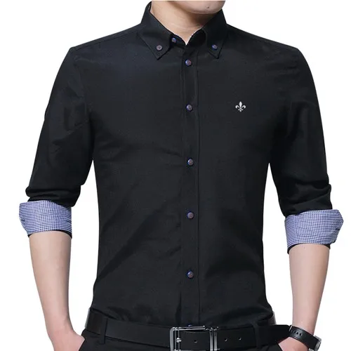 DUDALINA, новинка, модная оксфордская рубашка, мужская рубашка с длинным рукавом, Мужская одежда, приталенная, повседневная, мужская, светская рубашка, импортируется из Китая - Цвет: E55801black