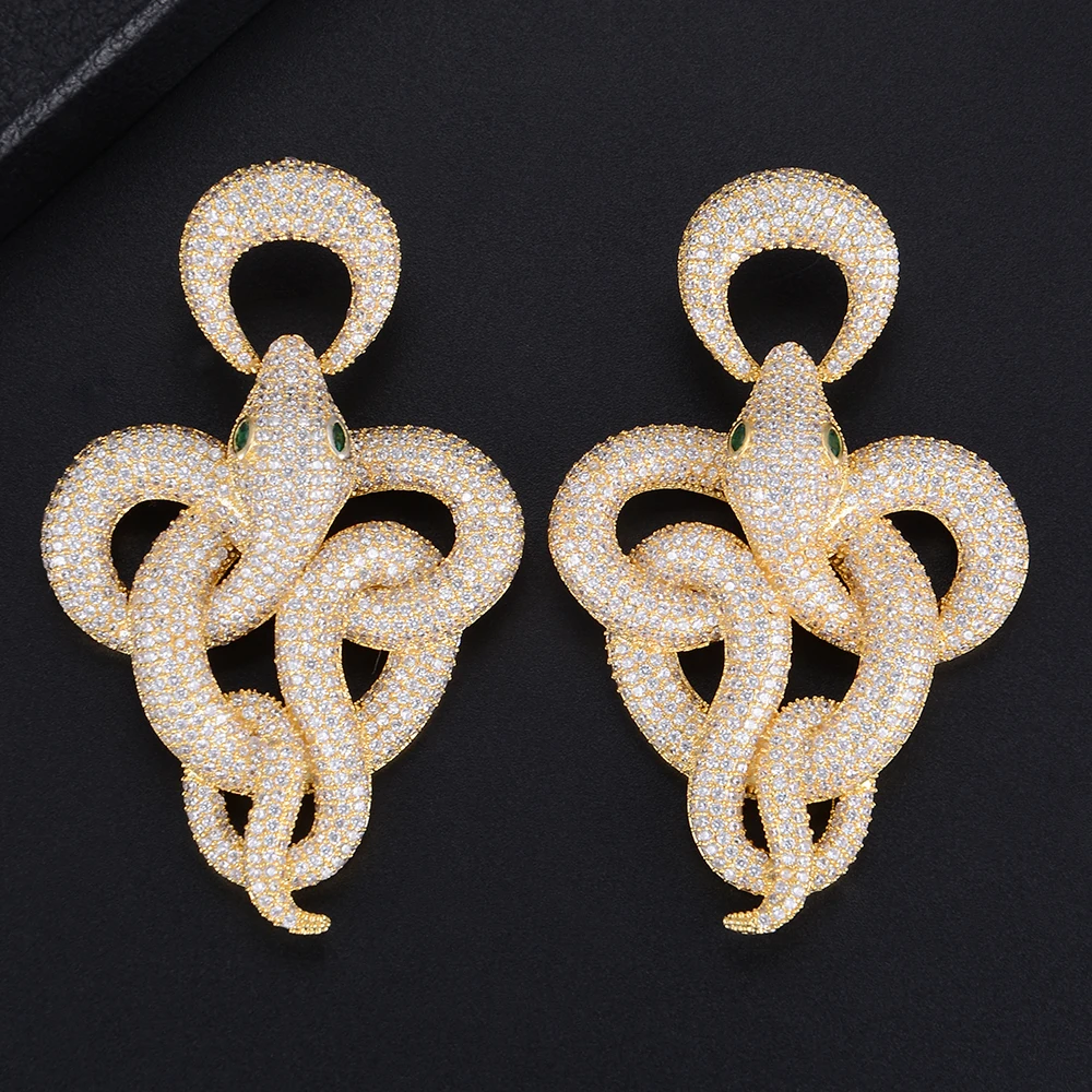

missvikki 8 Colors Chic Design Wrapped snake Pendant Earrings Top Level with Full Mini Cubic Zirconia for Women Prom Party