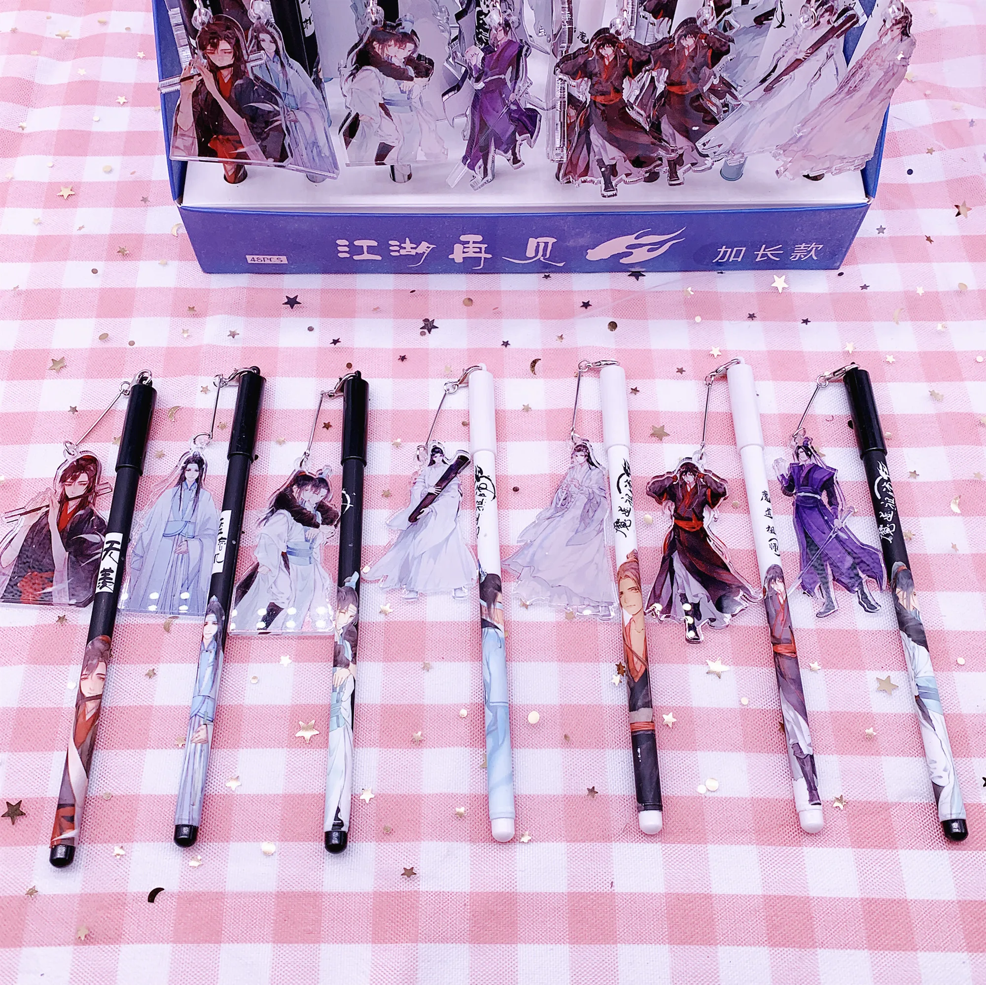 

Giancomics 4pcs Mo Dao Zu Shi Gel Ink Pen Wei Wuxian Lan Wangji Figure Kawaii Pendant Neutral Pen Office&Student Writing Pen