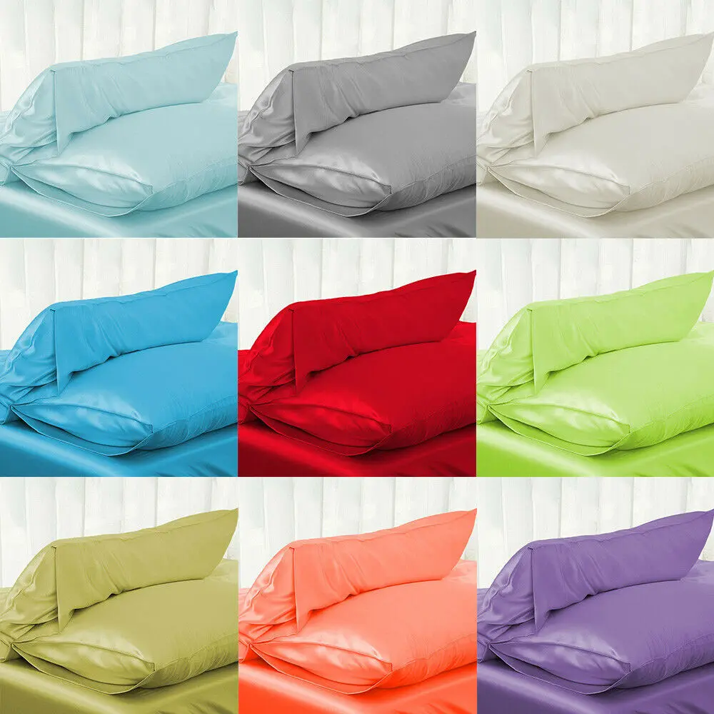 

Comfort Soft Silk Pillowcase Smooth Soild Color Pillow Relax Home Bed Supply Gift Home Hotel Supply