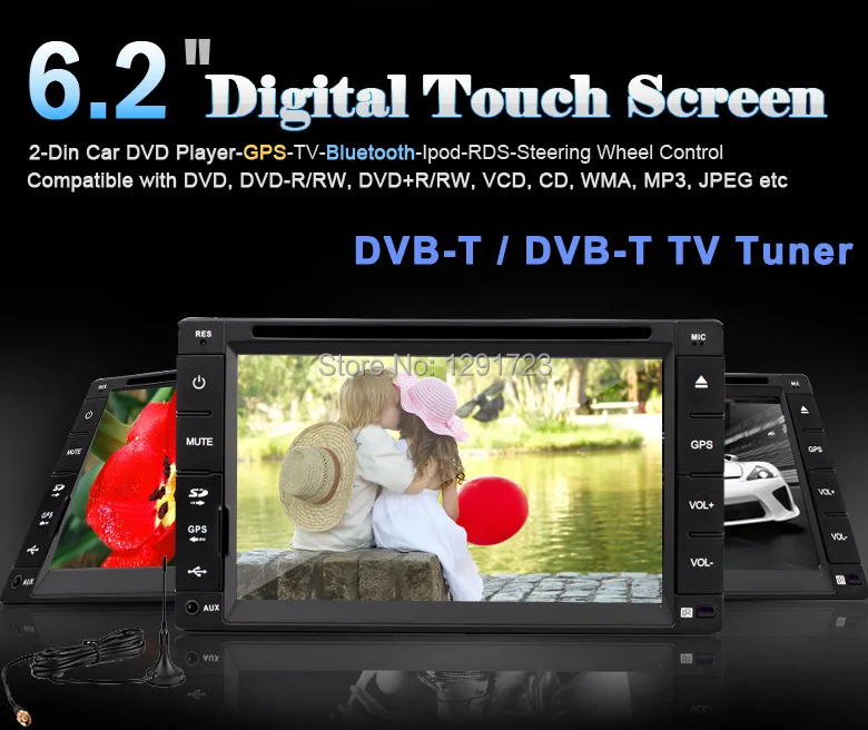 Excellent 3G 6.2 Inch 2 din In-dash Car DVD Player with Gps,3g Dongle ipod,rds,bt,tv,Touchscreen, car radio headunit stereo bluetooth +map 5