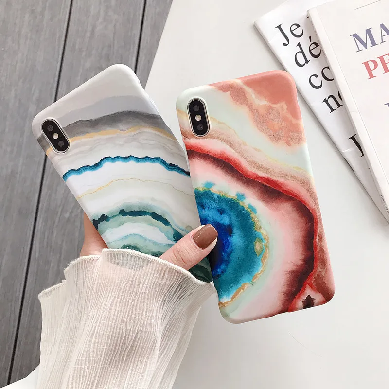 

Silicone Marble For iPhone X XR XS Max 6 6s 7 8 Plus Phone Case For iPhone 7 Cases Colorful Art Painted Soft TPU Coque Funda