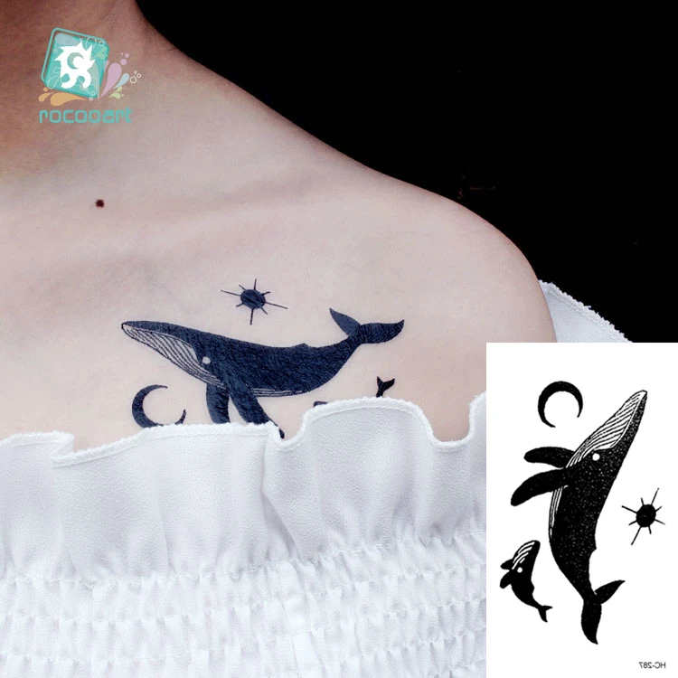 Rocooart 10.5x6cm Fake Temporary Tattoo Sticker for Girls Waterproof Black Geometric Mountain Tatoos Body Art Fake Tattoo Paper