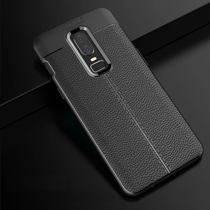 

DrLmm For oneplus 6 5 5T Litchi pattern soft Case Luxury Shockproof For oneplus 5T 5 6 Soft TPU Leather Design phone Case