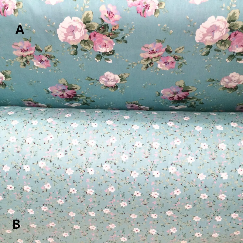 

160cm*50cm floral blue cotton cloth sewing baby bedding diy handmade quilt linens pillow curtain patchwork fabric sewing tissue