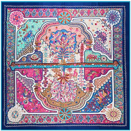 Роскошная брендовая шаль саржевый шелковый шарф цветочный отражающий квадратный шарф платок с принтом Женская повязка шарф обертывания хиджаб - Цвет: 1