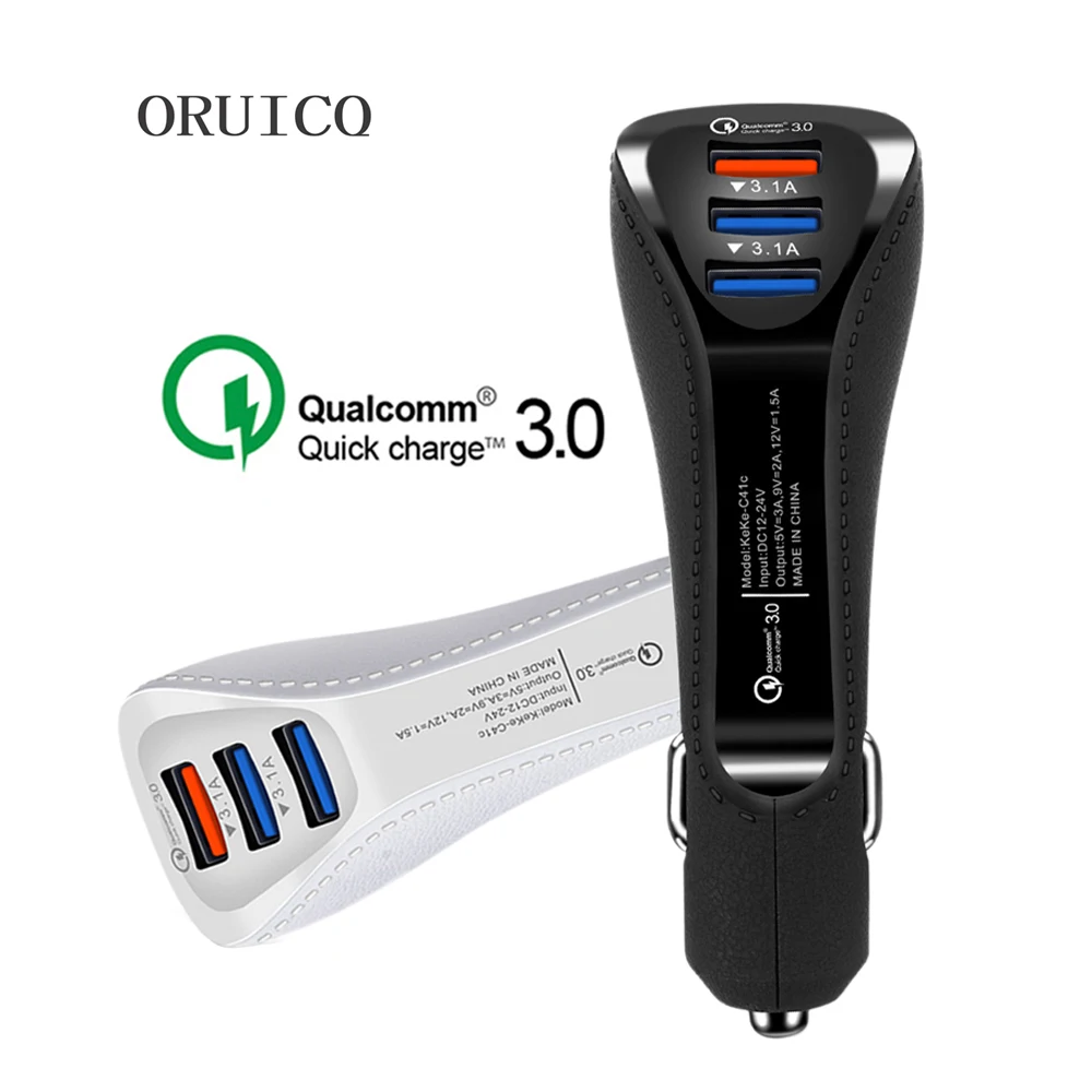 ORUICQ Quick Charge QC 3.0 CAR Adapter AutoMobile Phone Charger 3 Port for Samsung Xiaomi HUAWEI iPhone X 8 7 Fast Phone Charger