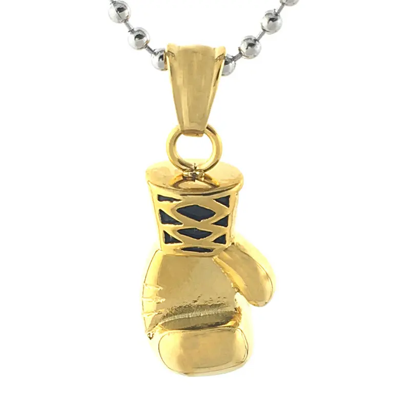 Golden Fist Pendant Necklace Fine Jewelry Boxing Glove Stainless Steel