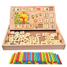 Baby Classic Mathematic Wooden Toy with 100PCS Sticks 70PCS Wooden Number card Wood Box Early educational